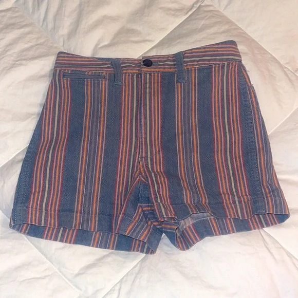 MADEWELL Emmett Shorts in Rainbow Stripe Size 24 soft denim High waisted. - Picture 4 of 15